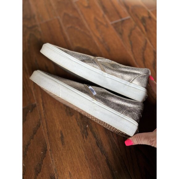 Vans Metallic Gold Slip-On Shoes Mens 8 / Womens 9.5 Classic Skate Sneaker - Picture 2 of 5